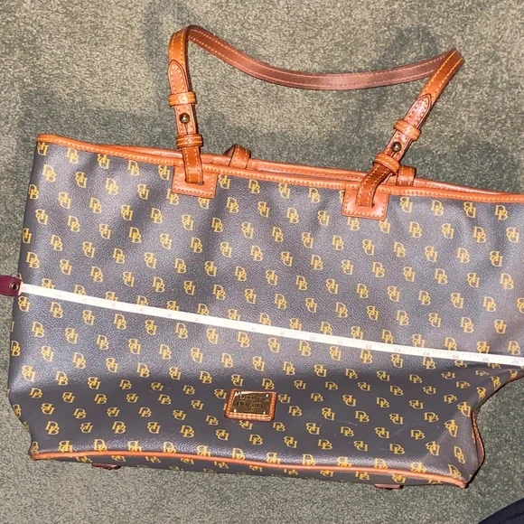 Dooney & Bourke Black and Tan Monogram Tote
